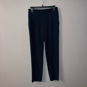 Navy blue dress pants with white stripes with stretch band Lila Rose 2